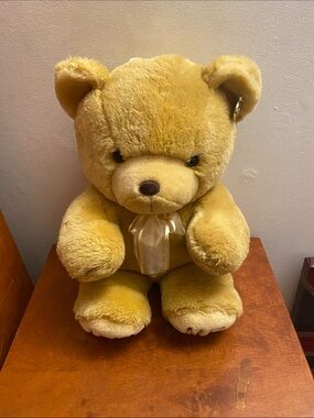 Plush Yellow Teddy Bear with Hug Me